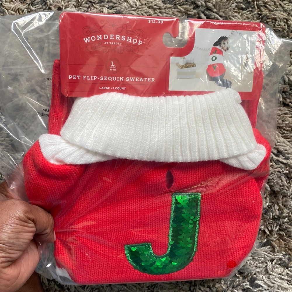 Target wondershop pet flip sequence sweater, holiday Christmas sz L up to 80lbs